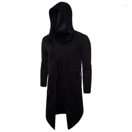 Herrtröjor balaclava män casual stickade svarta tröjor vårhöst hip hop trench coat hooded cardigans manlig överdimensionerad outwear