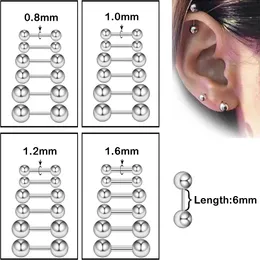 2 ou 5 ou 10pcs/pacote de aço inoxidável Cartilagem de aço inoxidável Cartilagem Piercing Helix Ear lobo Brincos para mulheres Jóias Trendência nova Bola 5mm