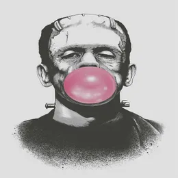 Frankenstein Bighing A Big Pink Bubble Gum Bubble Paintings 예술 영화 인쇄 실크 포스터 홈 벽 장식 60x90cm294n