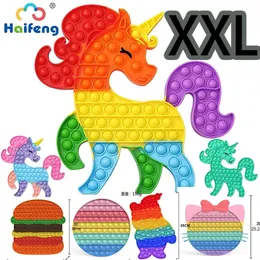 Lucky Unicorn Pop Big xxl Fidget Toys Antistress для детей Kawaii детские гигантские рождественские поп -подарки New314f