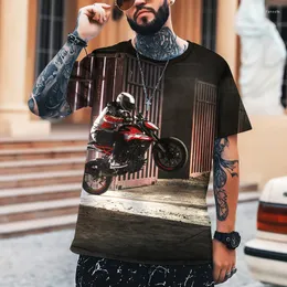 Men's T Shirts Racer Motorcycle Enthusiast Hell Rider 3D Printed Men's Shirt Round Neck T-shirt Street Fashion Male Brand Clothing S-5XL