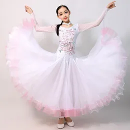 Sahne Giyim Toptan Yüksek Kaliteli Beyaz Yarışma Balo Salonu ve Latin Dans Elbiseleri Kız İçin