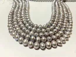 Chains Trendy 8-9mm Bright Light Gray Pearl Necklace For Women Natural Genuine Nearly Round Fine Silver Jewelry Gifts