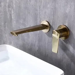 صنبور بالوعة الحمام صنبور بالحرارة الباردة بالذهب في جدار الحوض الذي يغسل وجهًا إلى دبوس مصنع يديك