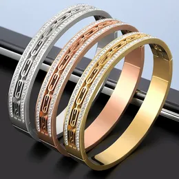 Bangle Trend for Men Women Wedding Charm Bracelet Jewelry Pulsera Vintage Stainless Steel Square Open Cuff Zircon Barkles 230215