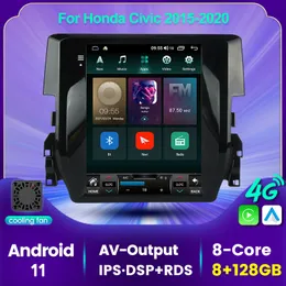 Android 11 Player Car DVD 2Din CarPlay Stereo Radio Video Tesla Style för Honda Civic 10 FC FK 2015-2020 Multimedia GPS