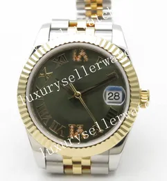 Box Ladies Super 31mm Automatisk r￶relse BP 2813 Kvinnor WH Green Dial med romerska mark￶rer och Diamond Crested vid 6 Fluted Bezel Solid Case Back Datejust Wristwatches