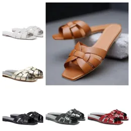 2023 Top Lyx Tribute Dam Läder Slides Sandal Nu Pieds 05 Utomhus Dam Strandsandaler Casual Tofflor Dam Komfort Promenadskor