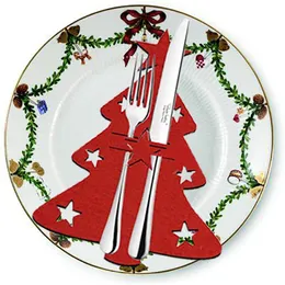 Decorazioni natalizie 4Pcs Albero Coltello Forchetta Posate Borsa Porta stoviglie da cucina 2023 Anno Noel Xmas Party Dinner Table DecorationNatale