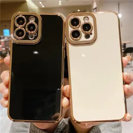 iPhone 13の豪華なスクエアゴールドメッキ電話ケース121114promax xs max xr x 14 Plus 13pro 11ソフトカラーソフトシリコーンカバー