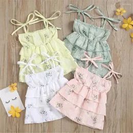 Vestidos para niñas de 0 a 3 años, vestido de verano acampanado para niños pequeños, tirantes finos florales con tirantes dulces, tirantes en capas sin mangas