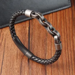 Charm Bracelets 가죽 인피니티 모양의 특수 패턴 남성용 스테인레스 스틸 보석 액세서리 선물 230215