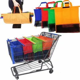 Sacos de compras dropship 4pcsset carrinho reutilizável carrinho de supermercado armazenamento de armazenamento ecofriendle shop bolsa 230216