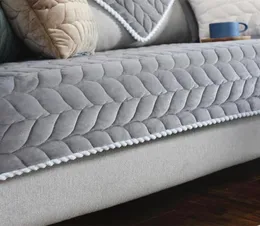 Stuhlabdeckungen 2022 Sofa verdicken für Wohnzimmer graue Farbe Plüschkissen Couch Deckel Moderne minimalistische Ecktuch Sitzpad1517517