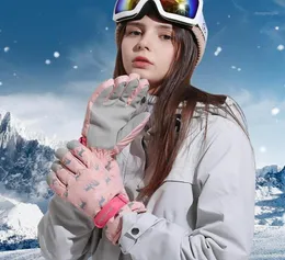 Лыжные перчатки зима 2021 открытые спортивные дамы водонепроницаемые ветропроницаемые плюс бархатный теплый электрический велосипедный велосипед.