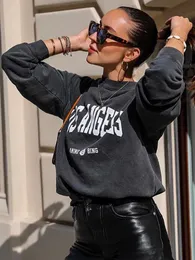 Womens Hoodies Sweatshirts Aich Mirror Letter Graphic Vintage Women Long Sleeve Cotton Female Washed Black Pullover Casual Cozy Lady Tops 230216