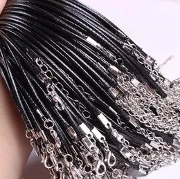 Chains Chokers Necklaces Twisted Braided Rope Black Leather Cord Chain Necklace String Rope For Women Rope Leather Necklaces 1.5mm*45cm