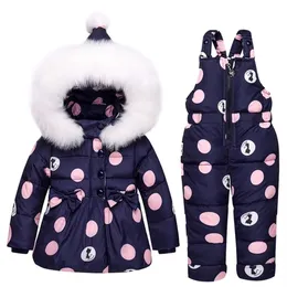 Русский зимний костюм для детей, девочка, уклоняется пальто куртки и брюки 2 шт.
