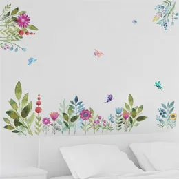 Adesivi murali Stile naturale Fiori Farfalla Soggiorno Camera da letto Decorazione Pastorale Murale Arte Fai da te Decalcomanie per la casa