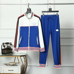 2023 Spring Designer Tracksuit męs colpus bok stronie paski Stripe Womens Stripe Running Suits Patchwork Pants Kurtka niebieska