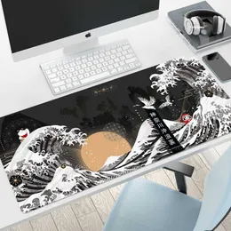 Mouse Pads Wrist Rests Large Gaming Mousepads Japan Waves Big Mouse Pad Computer Mousepad Mouse Mat 90x40cm Desk Pads For PC Keyboard Mats Table Rug T230215