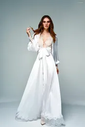 Платье подружки невесты сексуальная женщина ночная одежда глубокая v-образование с длинными рукавами.