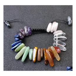 Charm Bracelets Seven Chakra Healing Stone Bracelet Women Men Braided Woven Meditation Energy Beads Jewelry Drop Delivery Dhqul