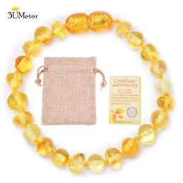 Charm Armband 3umeter Natural Amber Handgjorda tänder Armband för baby äkta original S smycken gåva multfärg unisex 230215