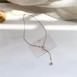Anhänger Halsketten Perle Halskette Frauen Legierung Kette Halsband Hals Koreanische Mode Ästhetische Femme Zubehör Ketten Und