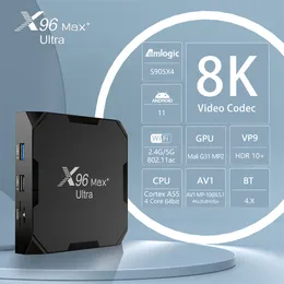 X96 MAX PLUS ULTRA ANDROID TV BOX AMLOGIC S905X4 ANDROID 11.0 2.4G 5GデュアルバンドWiFi 8KセットトップボックスメディアプレーヤーX96Max Plus