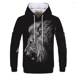 Hoodies للرجال Animal Lion Print Hoodie 3D Printing 2023 Brand Fashion Sportswear Street