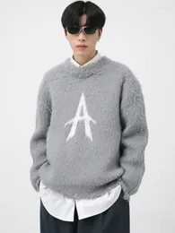 Erkek Sweaters Syuhgfa Erkekler Giyim Süveteri 2023 Sonbahar Kış Kişilik Gevşek Koreli Vintage Kintted Yuvarlak Yaka Krop