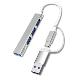 Multi Splitter 2, USB3.0 2.0 4 bağlantı noktasına 1 USB Type-C Hub Yerleştirme İstasyonu MacBook Pro PC Bilgisayarı için OTG Hub Adaptörü