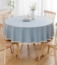 Tkanina stołowa okrągła obrus wodoodporna okładka stołowa koronkowa stała kolor el jadalnia tkanina ślubna jadalnia obrus D5711557