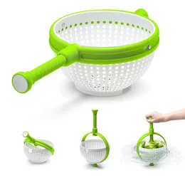 Other Home Storage Organization Rotating Vegetable Washing Basket Draining with Handle for Kitchen Tool Durable Colander Salad Spinner PP Drain By Express A0072