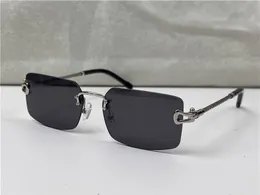 빈티지 선글라스 림리스 렌즈 꼰 체인 및 체인 버클 템플 안경 비즈니스 패션 아방가르드 UV400 조명 장식 안경 모델 8418