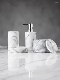 Bath Accessory Set Natural Marble Bathroom Accessories Washing Liquid Soap Dispenser Tumbler Toothbrush Cup Dish