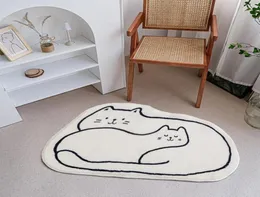 카펫 만화 고양이 고양이 러그 침실 침대 옆 카펫 욕실 욕실 비 슬립 바닥 매트 부드러운 푹신한 도어 캣 귀여운 애완 동물 북유럽 간단한 지역 rugcarp7938436