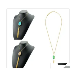 Pendant Necklaces Fashion Druzy Drusy Necklace Gold Plated Irregar Faux Stone Tassel Long For Women Bohemia Jewelry Drop Delivery Pen Dh7Si