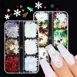 Nail Art Decorations Accessories White Snowflakes Laser Patch 3D Christmas Sequins DIY Jewelry