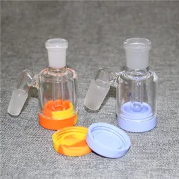 wholesale Hookah Ash Catcher with Detachable silicone container for dab oil rig mini 14mm 18mm glass ashcatcher bong