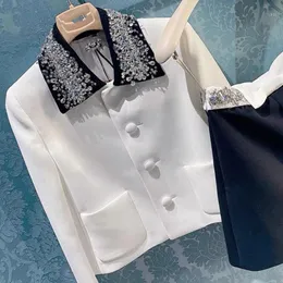 Kadın Ceketleri Lüks Tasarım Elmas Yakası Uzun Kollu Kısa Ceket Moda Zarif Ofis Bayanlar Pembe Düz Renkli Kadın Giysileri 2023