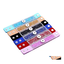 Charm Bracelets Wide Band Pu Leather Snaps Bracelet Jewelry Fit 18Mm Ginger Snap Buttons Chunk Punk Wristband Drop Delivery Dh45J