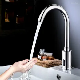 Bathroom Sink Faucets Basin Tap Automatic Infrared Sensor Faucet Single Cold Water Touch Free Saving Inductive Deck Mount