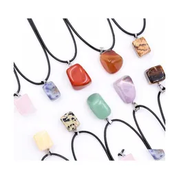 H￤nge halsband naturliga kristall irregar agate sten reiki healing crystals charms rep kedja halsband f￶r kvinnor m￤n sl￤pp leverans dhpqh