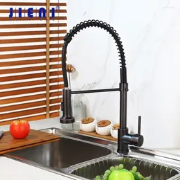 Kitchen Faucets JIENI ORB Swivel Roated Basin Sink Tap Spring Pull Out Solid Brass Faucet 360 Sprayer Water Mixer