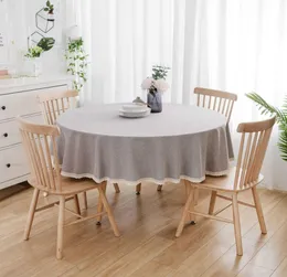 Tkanina stołowa duża okrągła obrus stały kolor bawełniany i lniany stół jadalny J2210189196175
