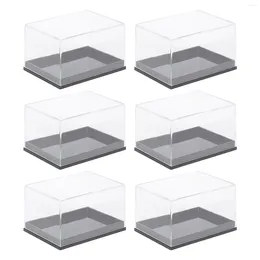 Decorative Figurines 6Pcs Transparent Storage Boxes Organiser Box Mineral Specimen Display