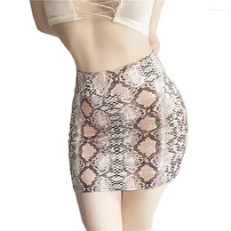 Skirts Milk Silk Snake Leopard Package Hip Pencil Skirt High Waist Micro Mini Sexy Night Clubwear Tights Faldas Jupe Femme