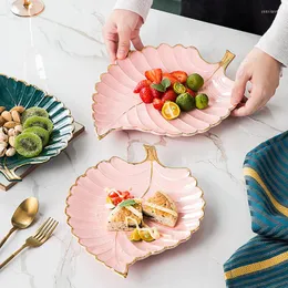 Plates Porcelain Dinner Sets Plate Set Kawaii Phnom Penh Leaf Jewelry Ceramic Tray Necklace Earring Storage Fruit Snack